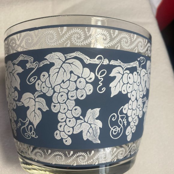 💋 4 FOR $50 - Hazel Atlas Glass ATC41 Ice Bucket Leaves/Grapes on Blue - Picture 5 of 5